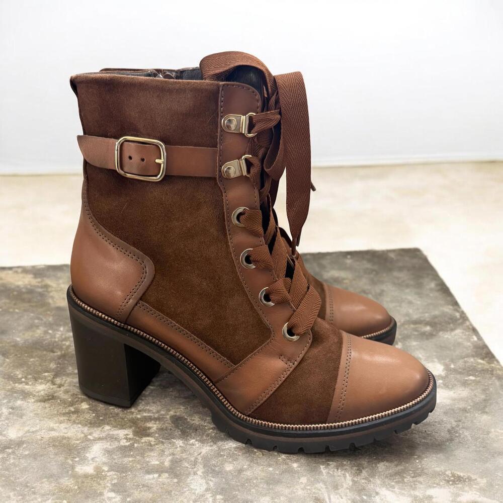 Soft waves Brown Leather & Suede Lace-Up Ankle Boots Size 8.5